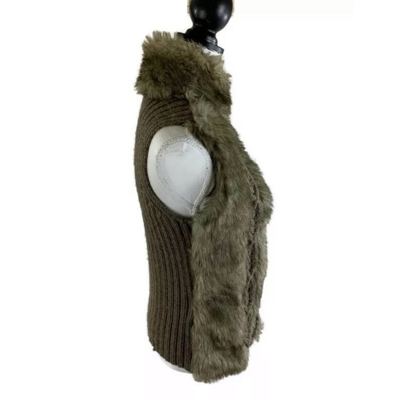 KENAR Brown Wool Faux Fur Full Zip Vest - Picture 2 of 4